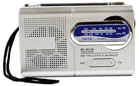 Mini Radio Bc-R119 Radio Portatil Pequeña Portátil Am/FM Antena Telescópica De Bolsillo Receptor Mundial Altavoz Funciona con Pilas Color Plateado (Sin Pilas)