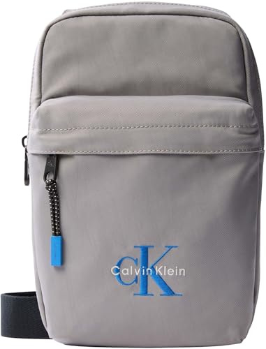 Calvin Klein Herren Crossbody Bag Tasche Bold Sling mit Außentasche, Grau (Cloudburst), Einheitsgröße