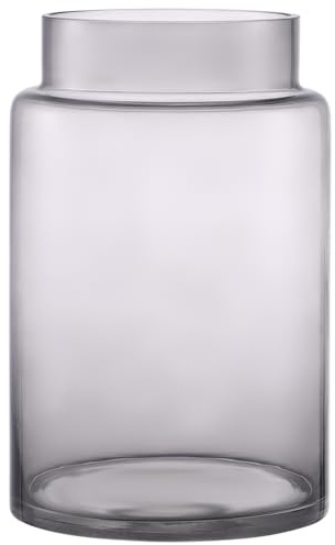 KAYLETIN Große Glasvase, schwarze Blumenvasen für Blumenstrauß, hohe Glasvase, Vasen mit breitem Mund für Couchtisch, Hochzeit, Wohnzimmer, Bürodekor, Esstisch, 18 cm