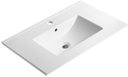 Lavabo Da Incasso Rettangolare Lavandino Bagno In Ceramica Design Moderno Elegante Per Top Bagno 101 x 46 Cm Bianco