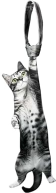 Lustige Krawatte, 2026 Neue originelle 3D Krawatte mit Katzenmotiv, orangefarbene Krawatten in Katzenform für Herren (01 Grau, One Size)