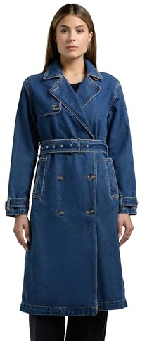 khujo Damen Trenchcoat aus Jeans lange Übergangsjacke Jeans-Mantel Hera XS-XXL