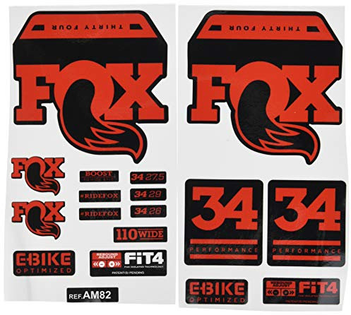 Ecoshirt Stickers Fork Fox 34 Performance Elite 2017 Am82 Aufkleber Decals Autocollants Adesivi Forcela Gabel Fourche, Rot