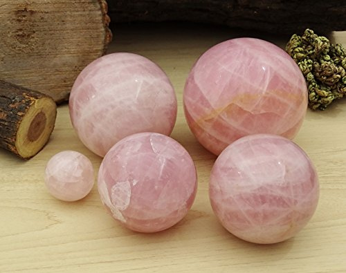 Crystal Healing Reikiera Rose Quartz Boule en Pierre Naturelle Gem Pierre Sphère Reiki avec Anneau Stand- Choisissez Taille