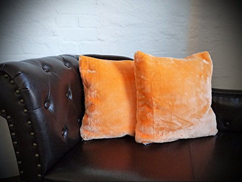 Natur-Fell-Shop Kissen Kissenhülle Dekokissen Plüschkissen - passend zu unseren Kuscheldecken - Farbe und Größe zur Auswahl (40 x 40 cm, orange)