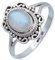 mantraroma Damen Ring 925 Silber Regenbogen Mondstein Edelstein weiß ausgefallen verspielt