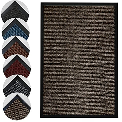 Homatz Door Mat Indoor Outdoor - Heavy Duty Rubber, Floor and Kitchen Mats - Non Slip, Washable and Dirt Trapper Doormats Super Absorbent Multicolor Barrier Mat (Brown, 40x60cm)