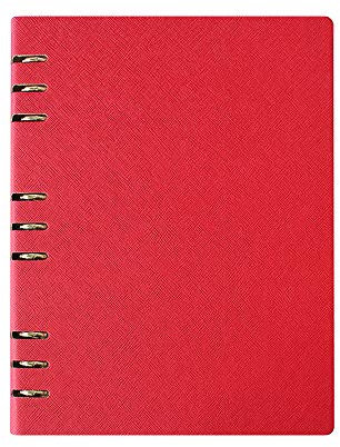 B5-Notizbuch, liniert, nachfüllbar, runder Ringbuch, Ledereinband, Notizblock