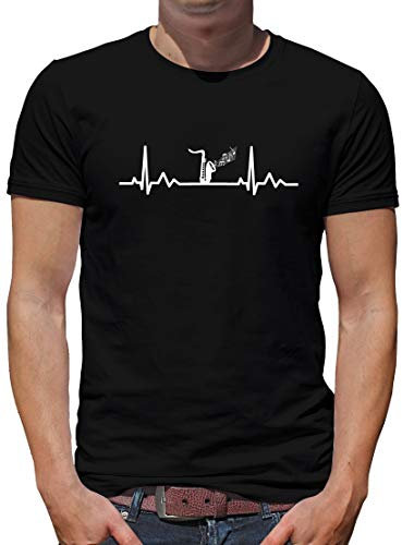 TShirt-People Herzschlag Saxophon T-Shirt Herren Musik Konzert Musical L Schwarz