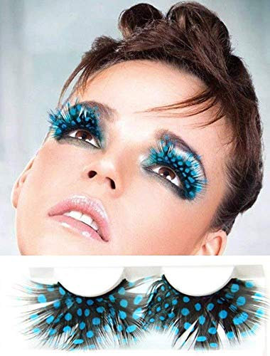 Dorisue Halloween Party Wimpern Blau Pfau Große Extra Lange Feder Wimpern Extra Verlängerung Halloween Grüne Feder Spitze Falsche Wimpern Tanz Halloween Kostüm