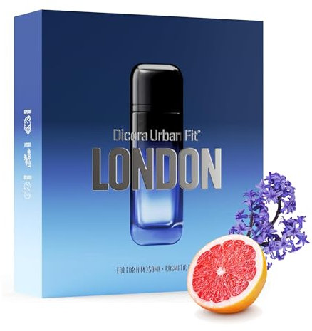 Dicora Urban Fit Eau de Toilette London for HIM + NECESER | Herrenduft | Meeresnoten, Grapefruit und Amber Grau | Langanhaltender und frischer Duft, 150 ml