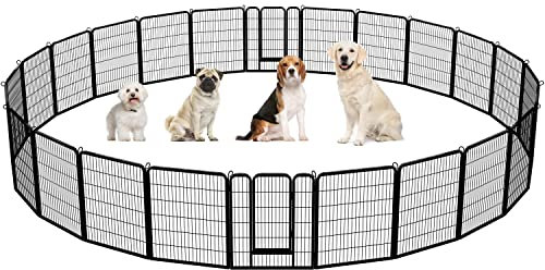 Yaheetech Welpenlaufstall 24 eckig Welpenfreigehege Tierlaufstall Laufstall Zaun Gitter mit Tür je Panel 80 x 100 cm
