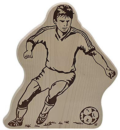 DEKOFANT Frühstücksbrettchen Kinder Holz Brett Motiv Fußballer Fussballspieler Frühstücksbrett Kinder ca 27x21x1,5cm