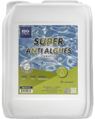 EDG - Super Anti Algues Piscine - Action Curative Anti Eau Verte et Eau Trouble - Effet Algicide - Bidon 5 litres - EDG by AQUALUX International