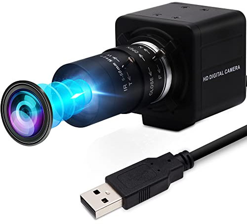 ELP USB Kamera 2 Megapixel USB Webcam 5-50mm Manuell Variable Zoom Objektiv HD Kamera USB kompatibel mit Mac/Windows/Linux/Android UVC Einstellbarer Fokus Web Kamera (1080P OV4689 Sensor)