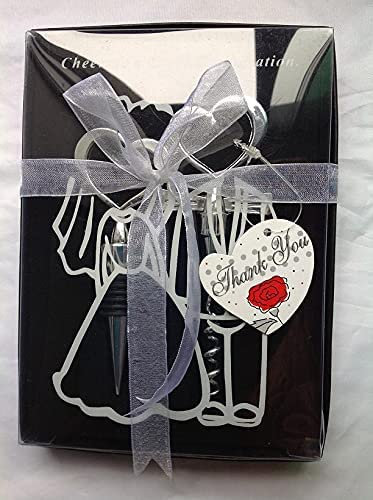 Crysdaralovebi 10 scatole, cavatappi a forma di cuore con apribottiglie e tappo per vino, regalo di nozze, per ospiti e apribottiglie, set di decorazioni per matrimoni (scatola nera, confezione da 10)