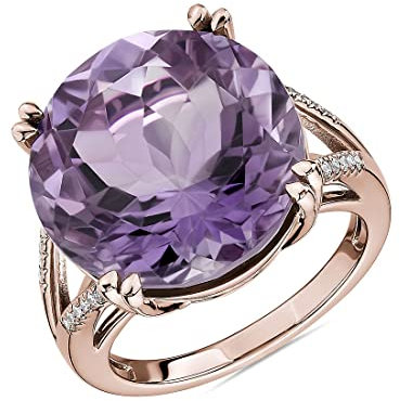 Juweliergift Rose vergoldet Frankreich Erklärung Ring Natural-Amethyst Edelstein Cocktail Ring Perfekt Für Sonderanlässe Für Frauen Größe: 67