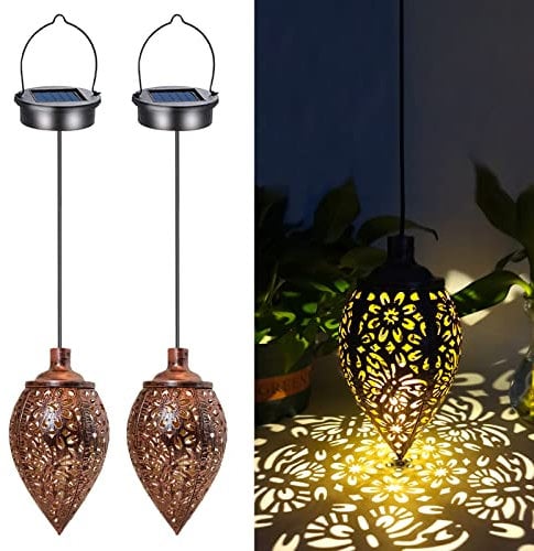 2PCS Solarlampen für Außen Garten,Solar Laterne für Außen Hängend Wasserdicht,Gartendeko,Gartenlaterne für Draußen,Metall Led Solar Laterne Für Draussen Baum Patio Garten Balkon Terrasse,Wegeleuchten
