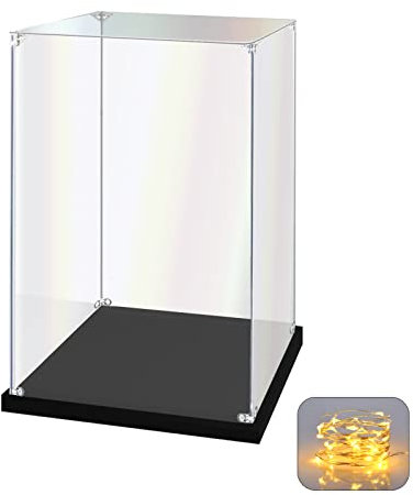 Acrylic Display Case for Collectibles Assemble Clear Acrylic Display Box for Lego Alternative Glass Case for Display Figures Doll Toys Home Storage(8x8x12 inch, 20x20x30 cm)