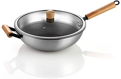 WIQUYBML Wok, Sartén, Sartén con Tapa, Sartén Antiadherente, Sartén de inducción con Mango antiescaldado, Sartén agitadora no química, Apto para Horno y lavavajillas Juego de sartenes de Piedra