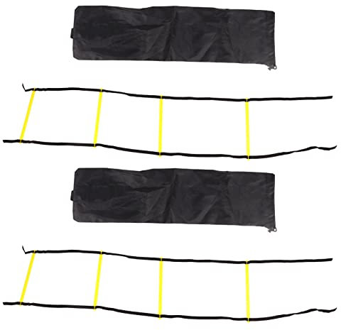 Alomejor 2PCS 2m 4 Pioli Scala di Corda Speed ​​Training Footwork Scaletta Attrezzatura per L'allenamento di velocità con Borsa per Il Trasporto per Il Calcio Basket