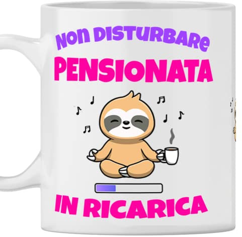 Tazza Pensionata nonna - Idea Regalo compleanno pensionata, Festa anniversario della pensionata, regalo di Natale - Pensionata in Ricarica