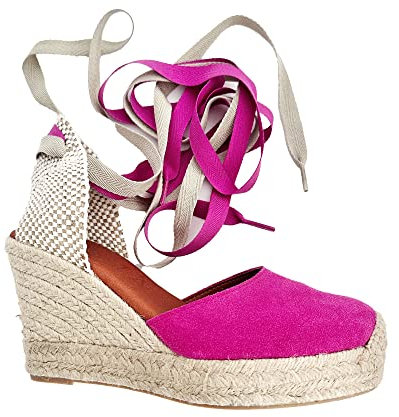 Lydia Cuñas Plataforma de Mujer en Ante Fucsia con Cintas (numeric_38)