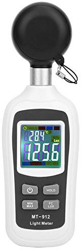 Misuratore di Luce Misuratore di Luminosità Digitale Misuratore di Temperatura Ambiente Portatile con Portata Fino a 200.000 Lux Luxmetro con Schermo LCD a Colori a 4 Cifre