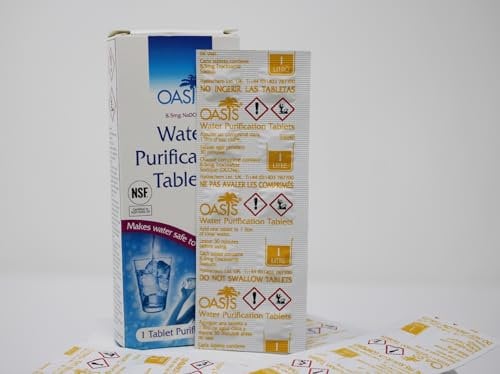 TEST ALL WATER - Oasis 50 Water Purification Tablets | WHO 5ppm Emergency Solution | Purify in 30 Minutes | NSF/ANSI Standard 60 Certified | Compatible with Palintest Photometer | 50 Tablets