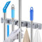 Vicloon Broom Mop Holder, Broom Holder Wall Mounted Gripper with 4 Slot 5 Hooks, Heavy Duty Broom Storage, Brush Holder Hanger, Brush Holder Hanger for Broom Cupboard Kitchen Bathroom Garage Garden
