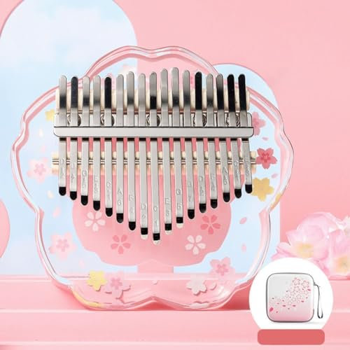 Kalimba Daumen, tragbare Finger-Marimba, Kalimba für rosa Stern-Stil, Acryl, transparent, Daumen, Musik (B für rosa 17 Saiten)