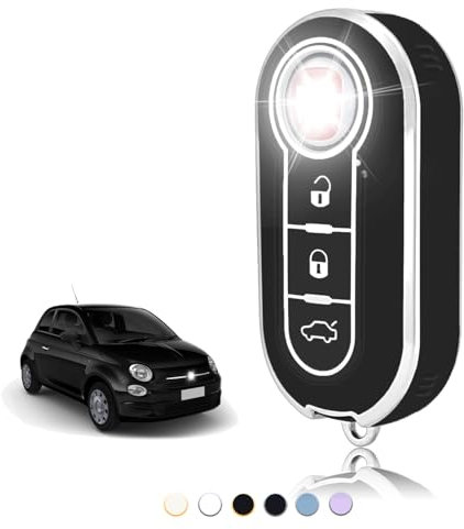 TOOMUME Cover Chiave, Guscio Chiave Adatto per Fiat 500 Punto Bravo Brava Panda Abarth Doblo Ducato Idea Linea Ulysse Tipo Lancia Ypslon Delta Musa, Custodia Chiavi Telecomando Copri Chiavi - Flip Key