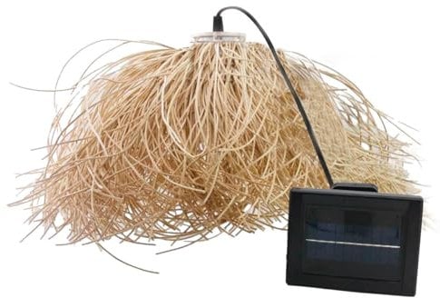 Frou Frou Hängeleuchte, im Boho-Natur-Stil, solarbetrieben, korbgeflochten, LED, warmweiß, Höhe 30 cm