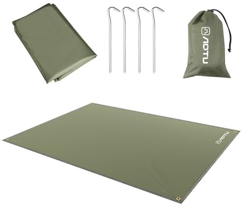 Flintronic Zeltplane Camping Bodenplane, Tarp für Hängematte, Leichte Regendichte Matte, Zeltteppich Vorzeltteppich Vorzeltboden, mit Tragetasche, für Camping Wanderpicknick (Armeegrün, 2.2x1.5m)