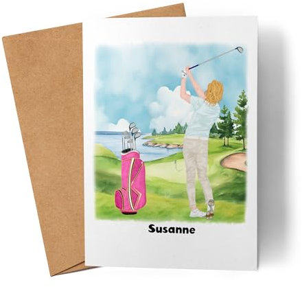 Kiddle-Design Golferin Karte Personalisiert Golfgeschenk für Golfspieler Golftrainerin Geburtstagskarte Geburtstag Golferin Golf Frau Gadget