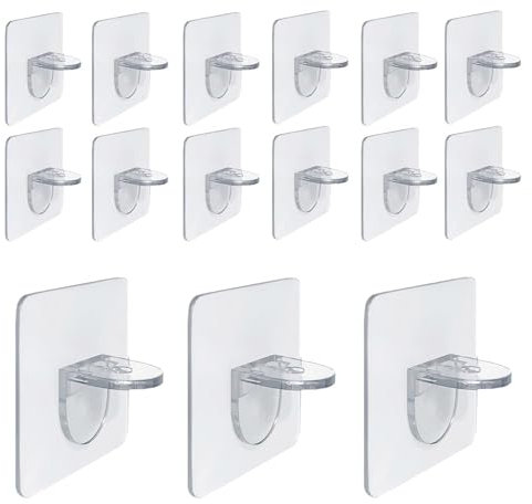 Selbstklebende Regalhalterung,15 PCS Regalbodenträger Brett Halterung Klebehaken Bodenträger Fachbodenträger ohne Bohren für Regalbretter Einlegeboden Kleiderschrank Schränken