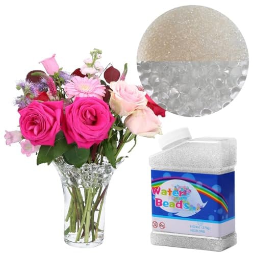 Wasserperlen Durchsichtig 50 000 Stücke, Transparent schwimmende Perlen für Vasenfüller Deko, Water Beads für Pflanzen, Dekoration, Basteln und Vasenfüllern
