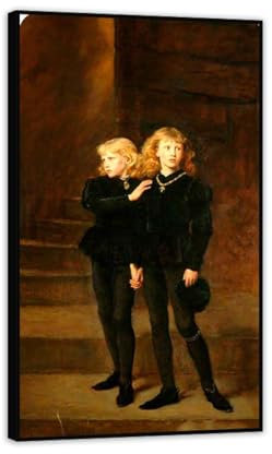 RXNHGJDS Prinzen im Turm Poster von John Everett Millais bild auf leinwand auf Keilrahmen, Bild fertig zum Aufhängen Wohnkunstwerke50x30cm(20x12in) Schwarzer Rahmen