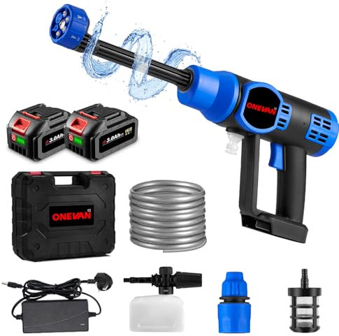 Cordless Pressure Washer Battery High Cleaner - Portable Power Washers for Cars, 870PSI 6-in-1 multi-spray nozzle Mobile High-Pressure Jet Wash.