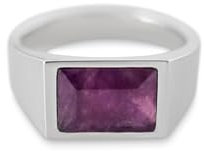 Sprezzi Fashion Herren Ring Siegelring Silber mit violett Amethyst Edelstein Männerring aus 925 Sterling Silber massiv eckig poliert glänzend (66)