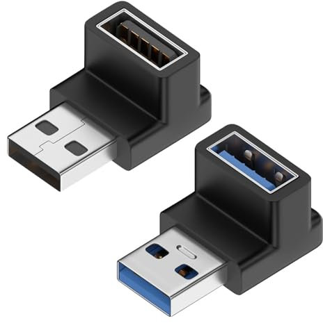 ZIXINZIYI Adaptador USB de 90 grados, adaptador USB-A de ángulo recto para ordenador portátil, PC, cargador USB A y más dispositivos USB (arriba y abajo)
