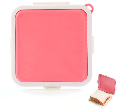 Bamyli Sandwich Box,Portable Lunch Box Toast Container Sandwich Case,Reusable Sandwich Container,Silicone Sandwich Case for Picnic,School,Office(Pink)