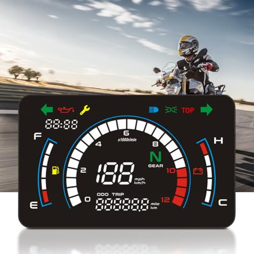 AMZLORD Velocímetro digital LED para motocicleta, tablero ajustable para motocicleta, tablero más, pantalla LCD, tablero de motocicleta, contador digital, conjunto de velocímetro