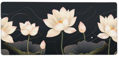 noir Tapis de Souris 1200x600x3mm Grand Tapis de Souris XXL, lotus Tapis de Souris Gamer Bords Cousus, Dos Base en Caoutchouc Antidérapante, Haute Précision Vitesse, for Gamer Gaming Accessoire N1-399