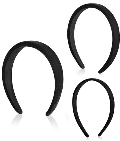 3 cerchietti imbottiti in velluto nero da donna, morbidi e semplici, per ragazze, in tinta unita, senza denti, spessi, alla moda, antiscivolo, solidi, accessori per capelli fai da te, per Halloween,