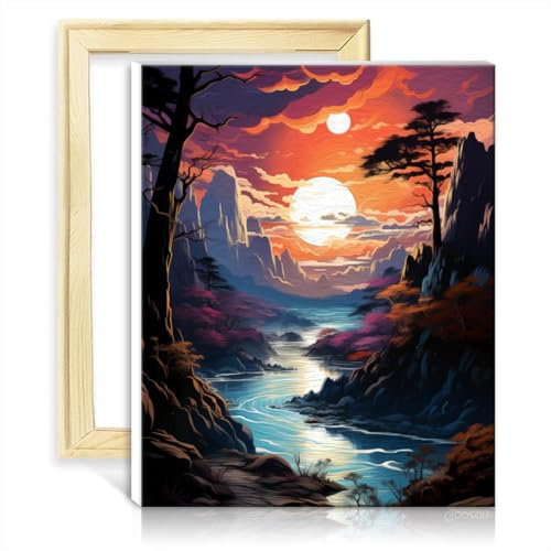 TANGFEIY Paintting Canvas Oil Painting Kit The Lake Geneva Kids Adults Paint with Brushes and Acrylic Pigment for Parent-Child Time with Frame(30x40cm)