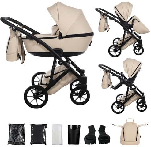 Junama Kinderwagen Space Eco 2in1 3in1 4in1 (02 - Beige, 2in1 mit Adaptern)