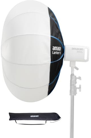 Amaran Lantern 90 Große Sphärische Bowens Mount Softbox 90cm, 360° Rundumbeleuchtung für Studio & Videoproduktion, Schneller Aufbau mit Tragetasche