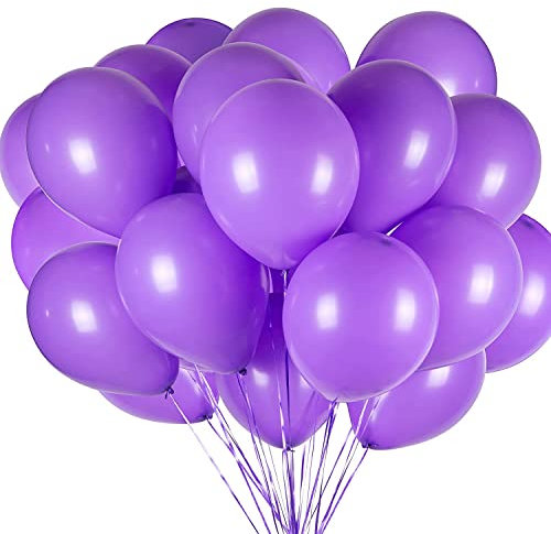 Luftballons Lila - 100 Stück 30 cm / 12 zoll Helium Ballons - Lila Latex Luftballon für Geburtstag, Hochzeit, Babyparty, Halloween Oder Weihnachten party Deko
