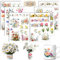 Rub On Sticker Blumen, 6 Stück A5 Rub On Aufkleber, Rub On Folie Transferaufkleber, für Möbel, Glas, Holz, Scrapbooking, DIY Basteln Deko (Blumen)